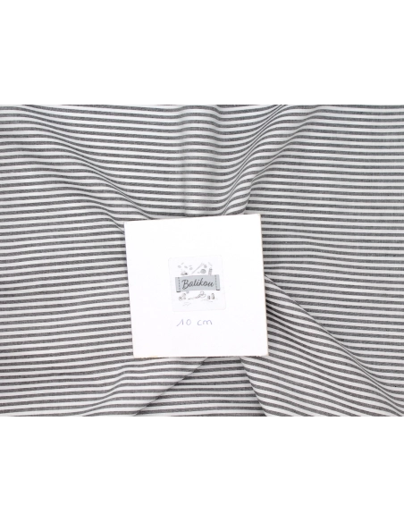 Popeline coton à rayures noir