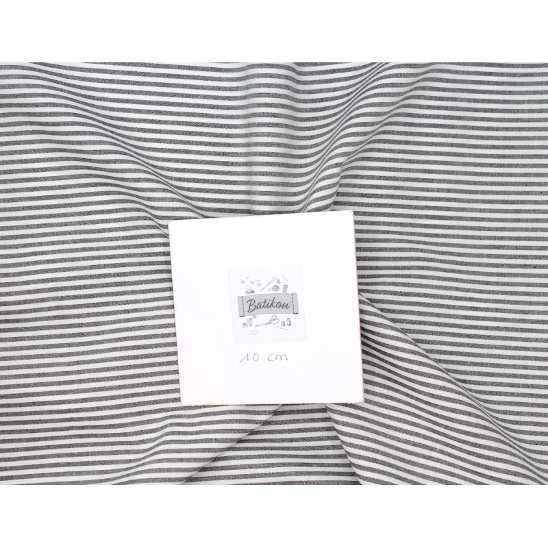 Popeline coton à rayures noir