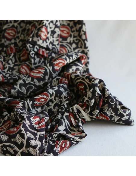 Saira - Tissu indien en coton imprimé main Hand Block Artisanal