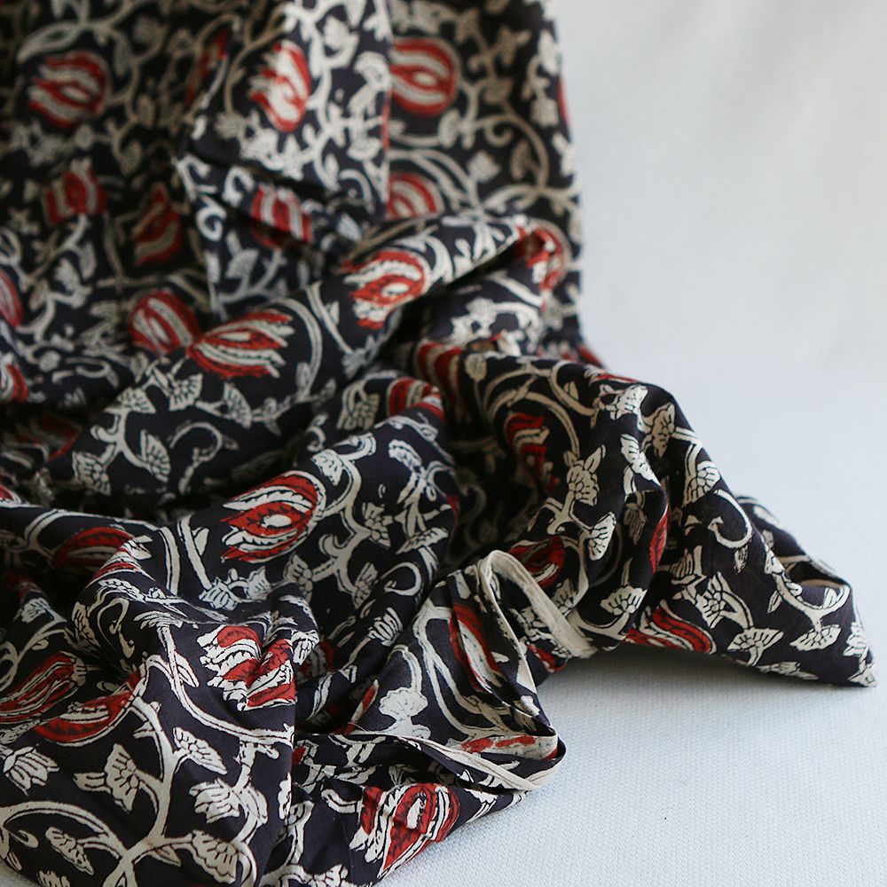 Saira - Tissu indien en coton imprimé main Hand Block Artisanal