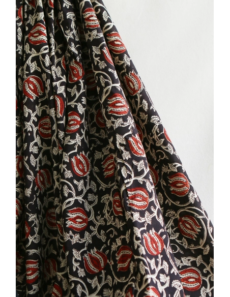 Saira - Tissu indien en coton imprimé main Hand Block Artisanal