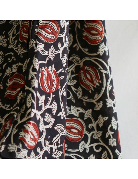 Saira - Tissu indien en coton imprimé main Hand Block Artisanal