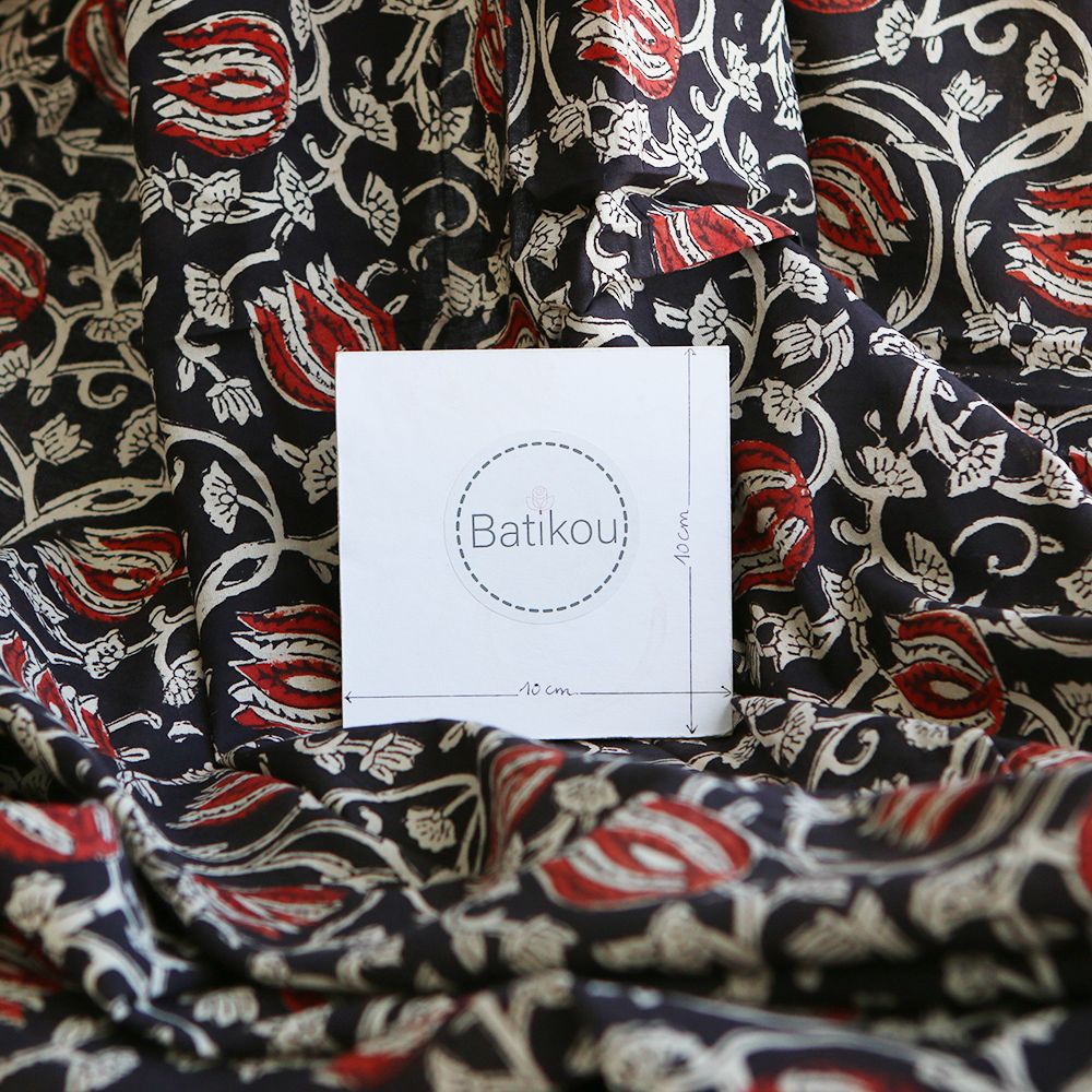 Saira - Tissu indien en coton imprimé main Hand Block Artisanal