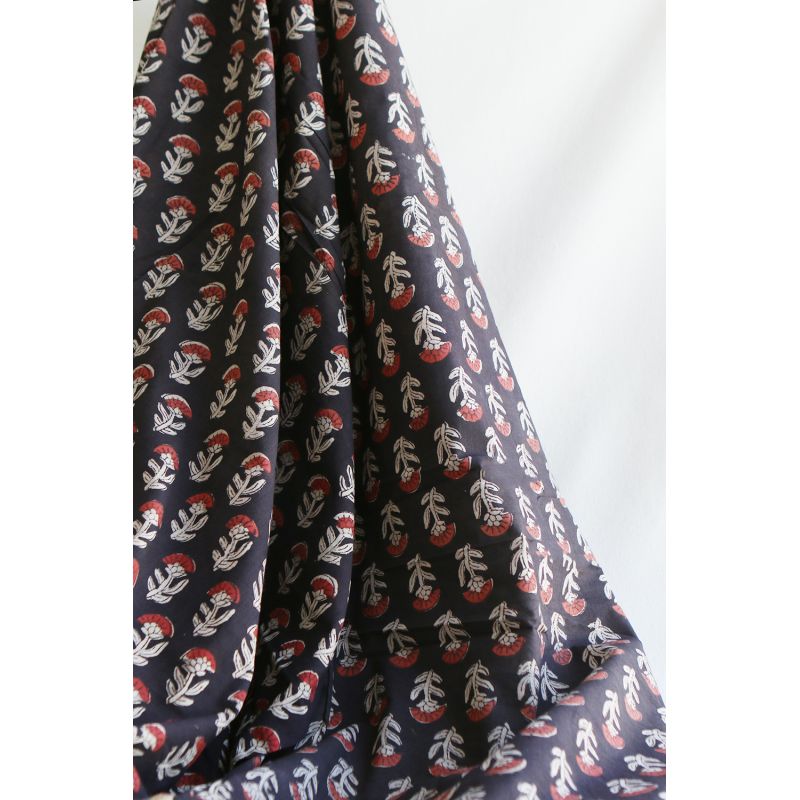 Saira B - Tissu indien en coton imprimé main Hand Block Artisanal