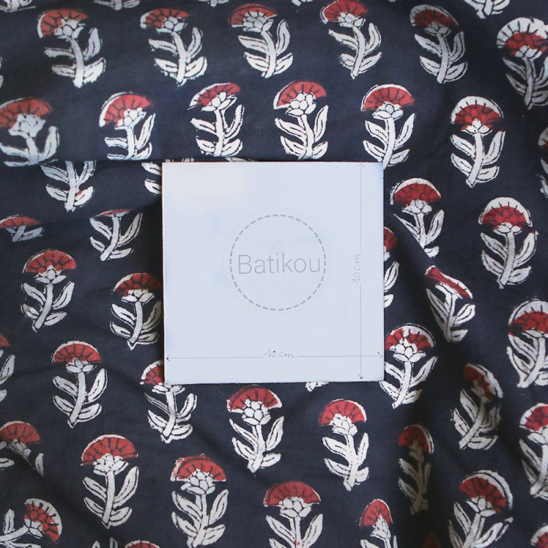 Saira B - Tissu indien en coton imprimé main Hand Block Artisanal