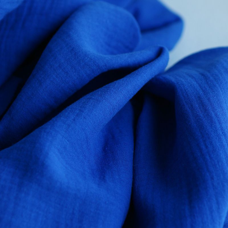 Double gaze de coton BIO unie bleu cobalt