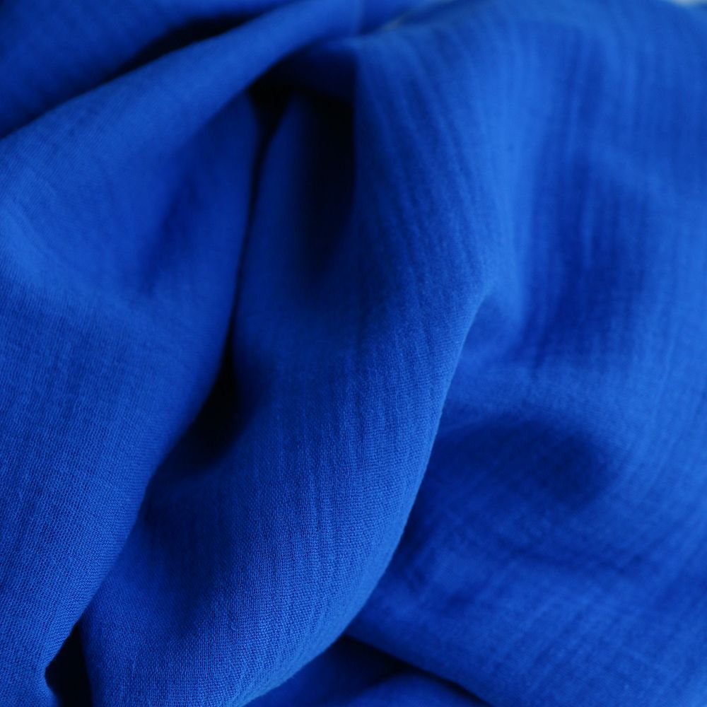Double gaze de coton BIO unie bleu cobalt