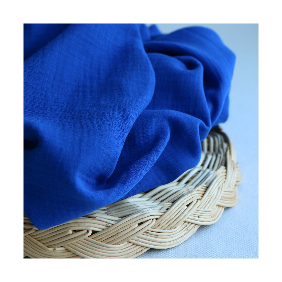 Double gaze de coton BIO unie bleu cobalt Double gaze de coton BIO unie bleu cobalt
