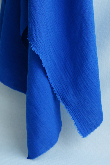 Double gaze de coton BIO unie bleu cobalt