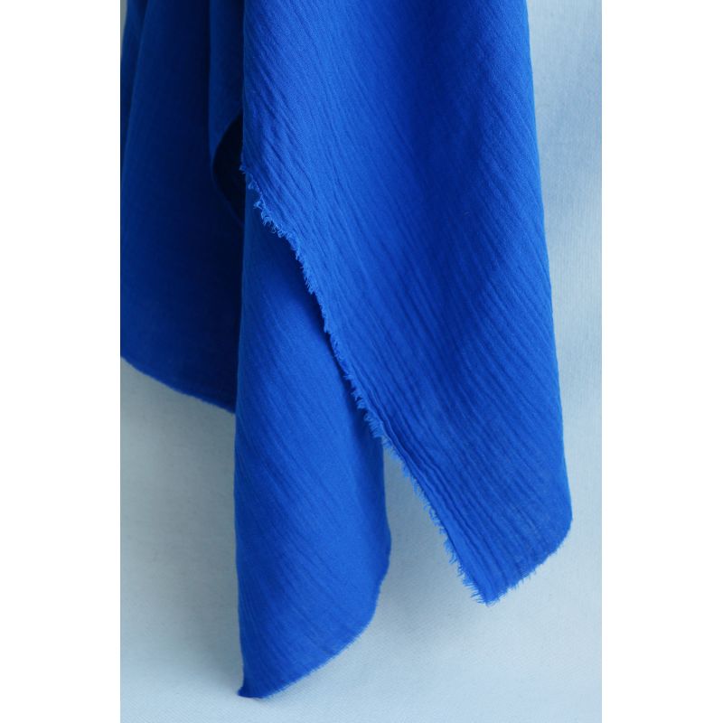 Double gaze de coton BIO unie bleu cobalt
