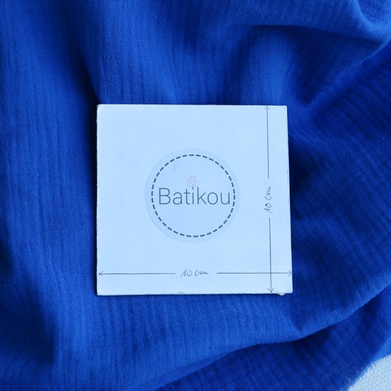 Double gaze de coton BIO unie bleu cobalt