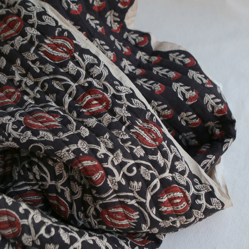 Saira - Tissu indien matelassé double face coton hand block largeur 100cm