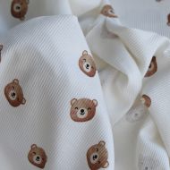 Jersey coton côtes fines à motifs oursons