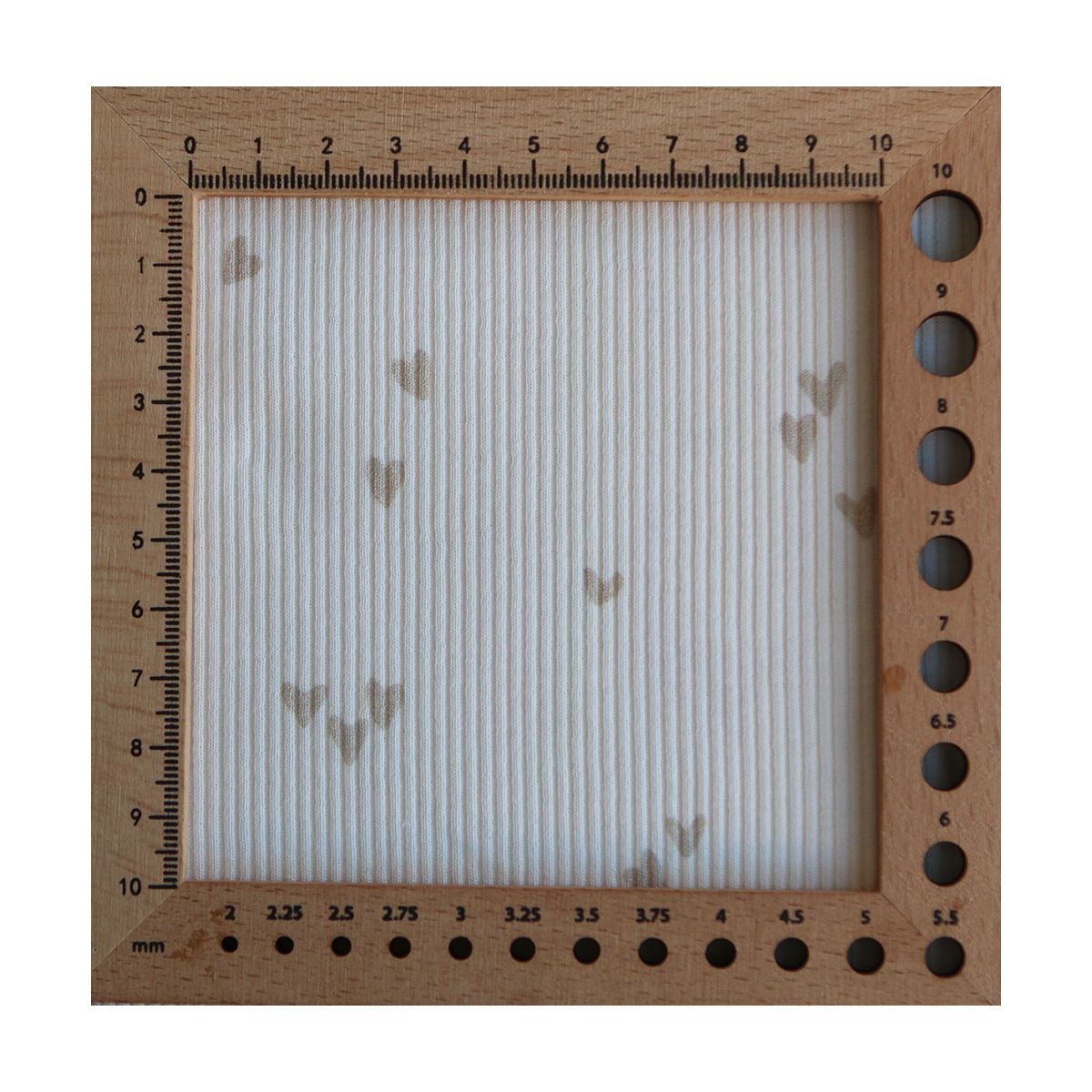 Jersey coton côtes fines à motifs mini coeurs beige Jersey coton côtes fines à motifs mini coeurs beige