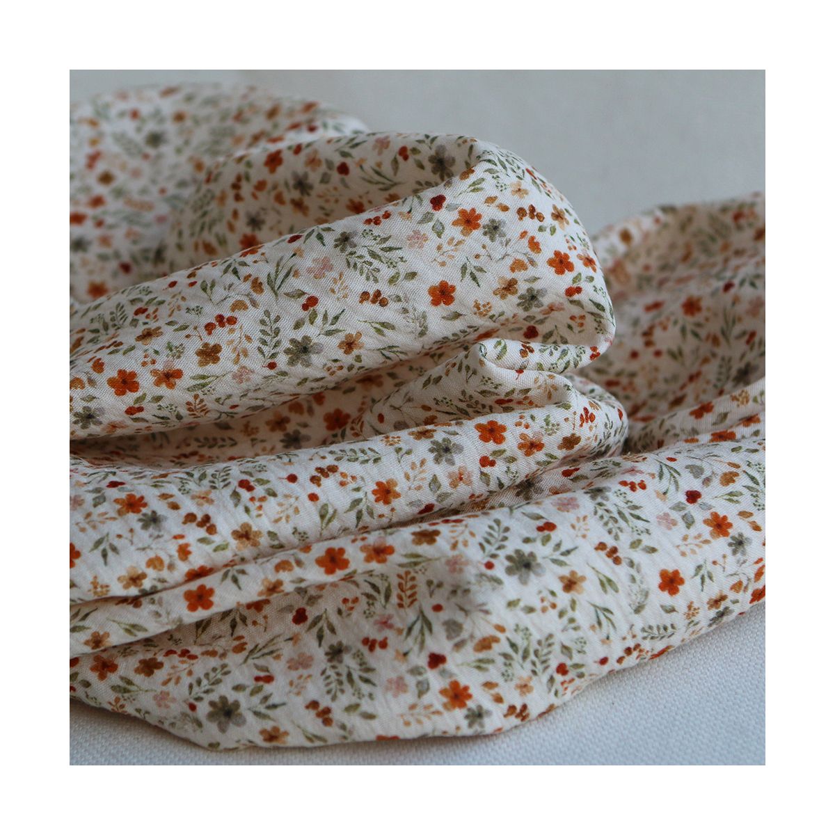 copy of Double gaze de coton imprimés fleuri bleu et orange copy of Double gaze de coton imprimés fleuri bleu et orange