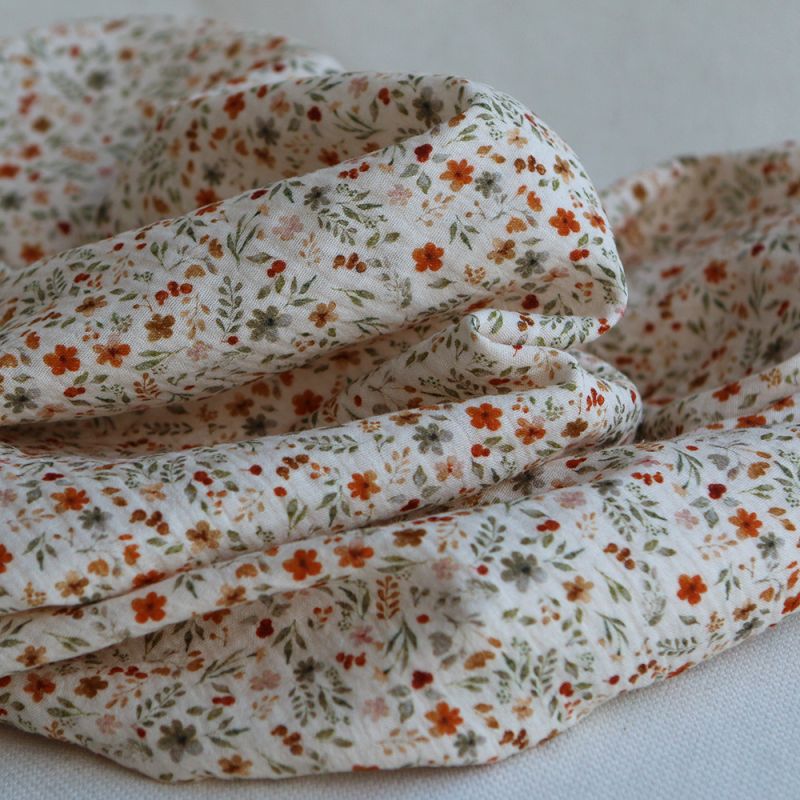 copy of Double gaze de coton imprimés fleuri bleu et orange