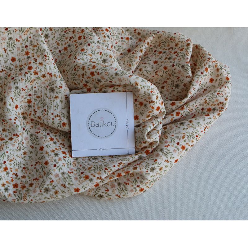 copy of Double gaze de coton imprimés fleuri bleu et orange