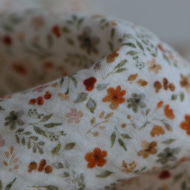 copy of Double gaze de coton imprimés fleuri bleu et orange