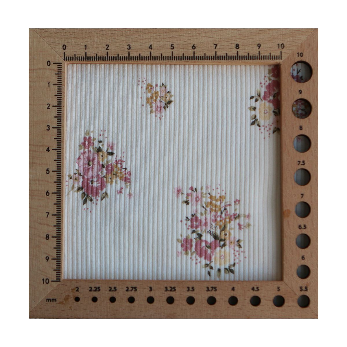 Jersey coton côtes fines à motif fleuri rose