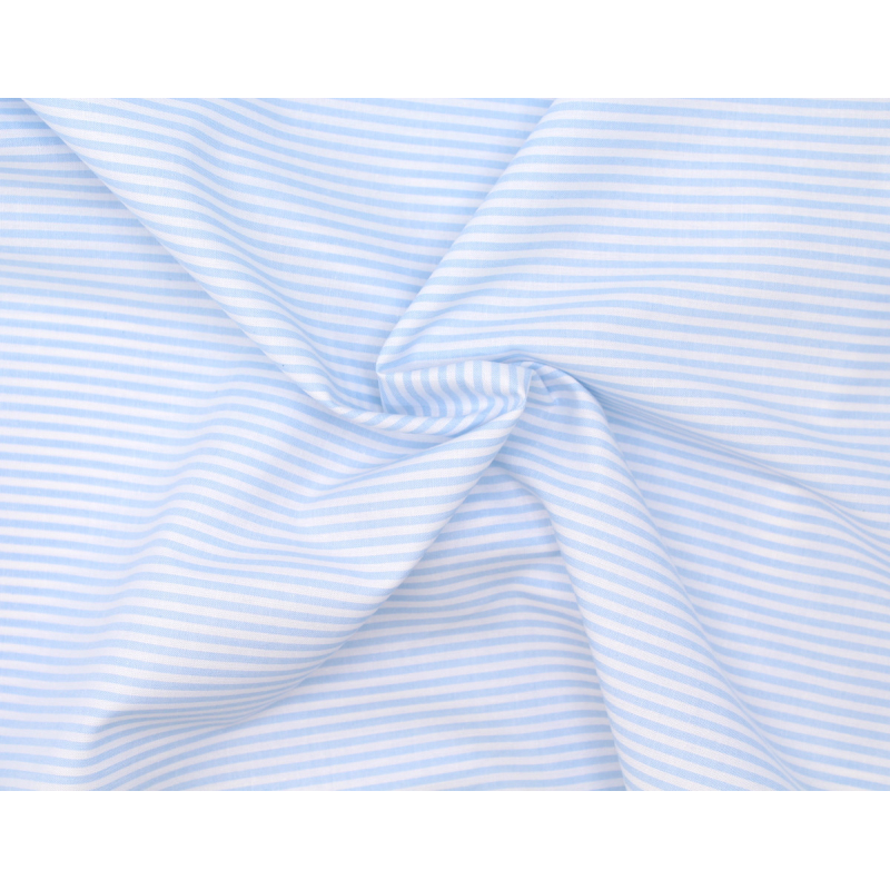Popeline coton à rayures bleu ciel