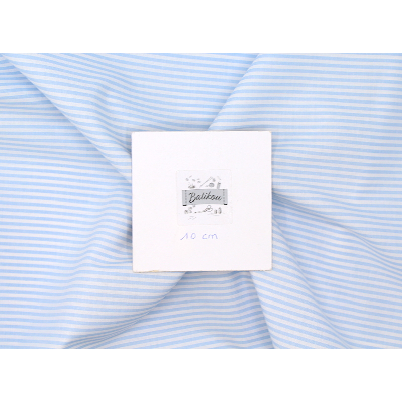 Popeline coton à rayures bleu ciel