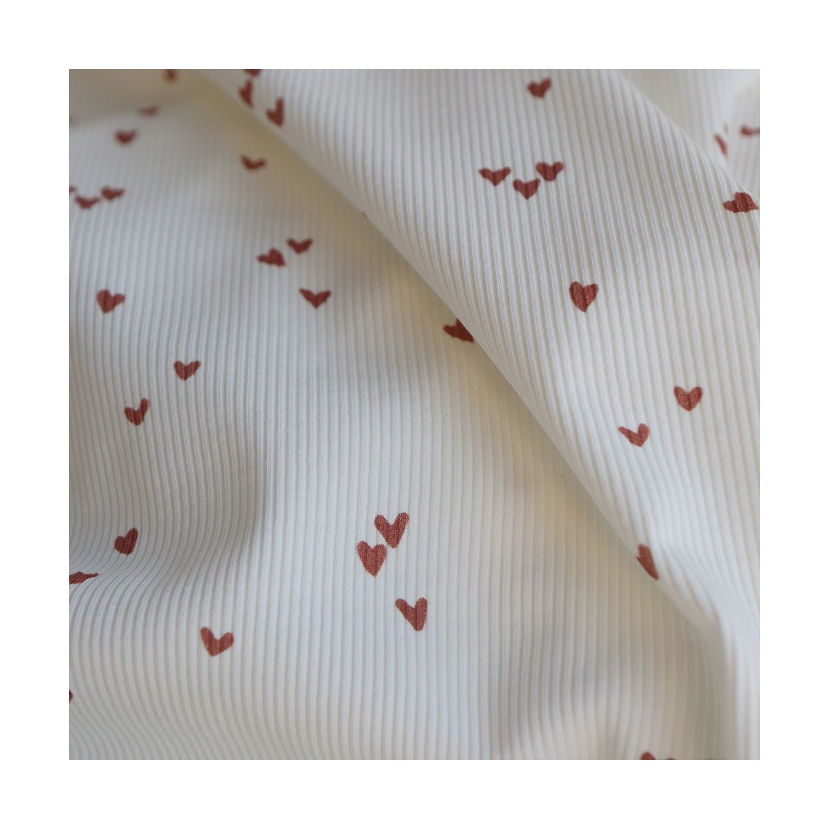 Jersey coton côtes fines à motifs mini coeurs lie de vin Jersey coton côtes fines à motifs mini coeurs lie de vin
