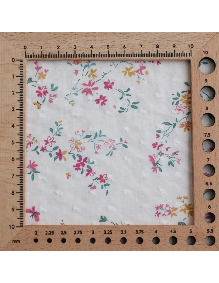 Coline - Plumetis de coton imprimé fleuri menthe et rose