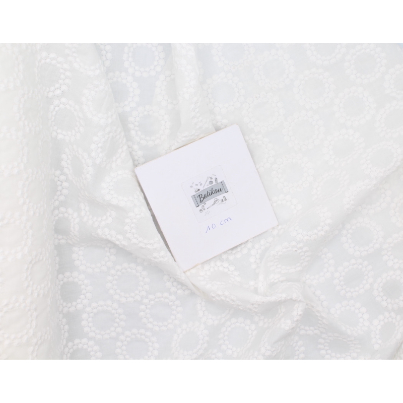 Broderie anglaise coton coloris ivoire Qualité Oeko-tex - 5