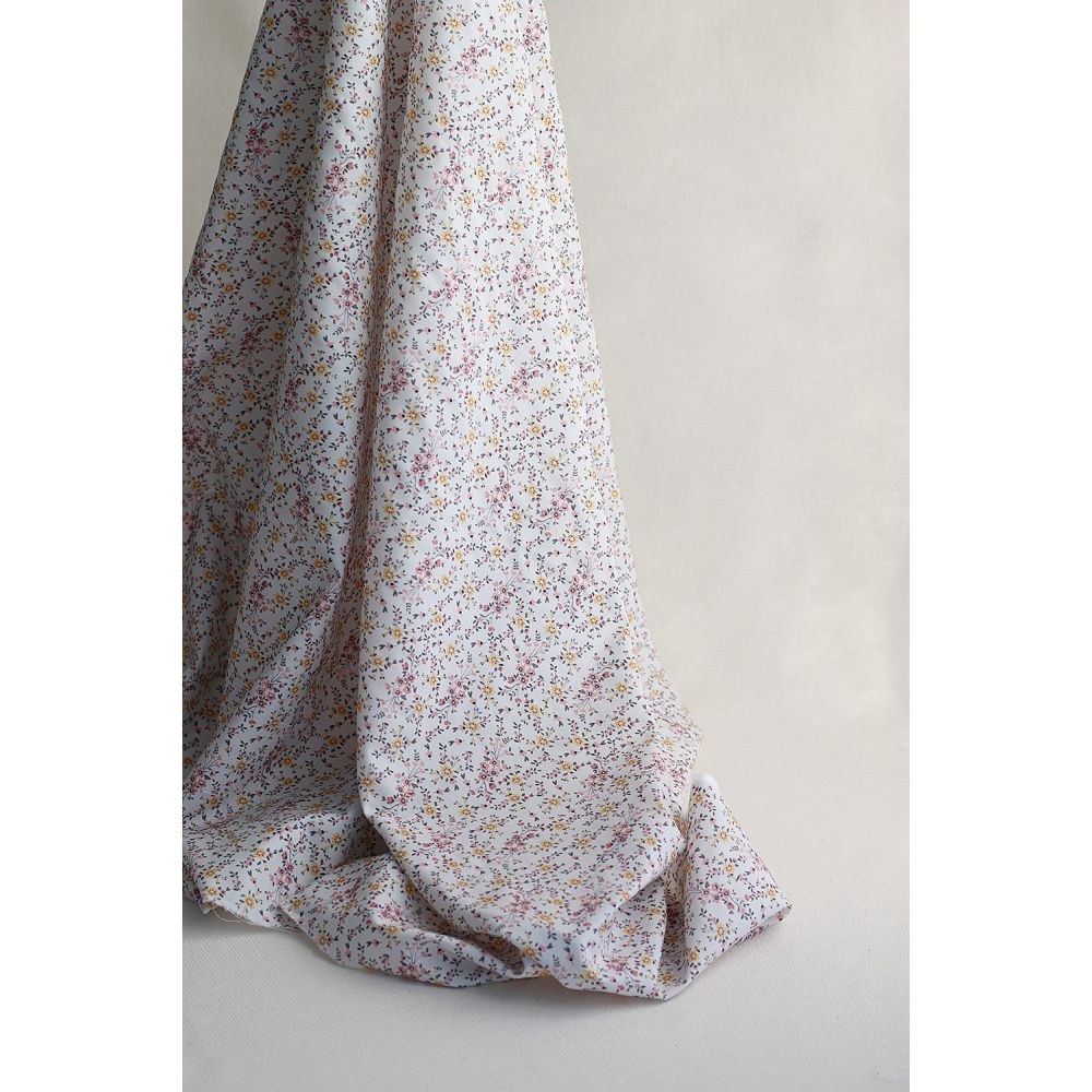 Zelie - Popeline de coton douce qualité SWEET fleuri fond parme