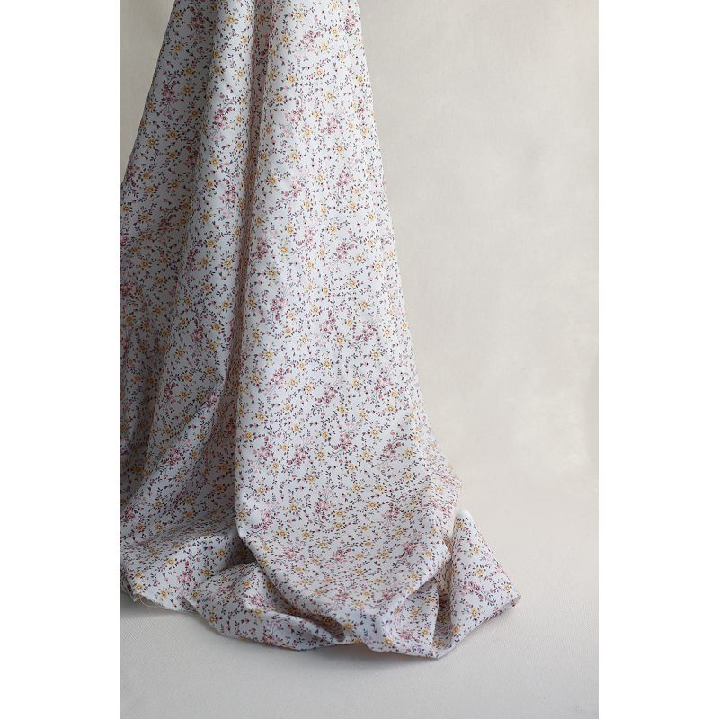 Zelie - Popeline de coton douce qualité SWEET fleuri fond parme