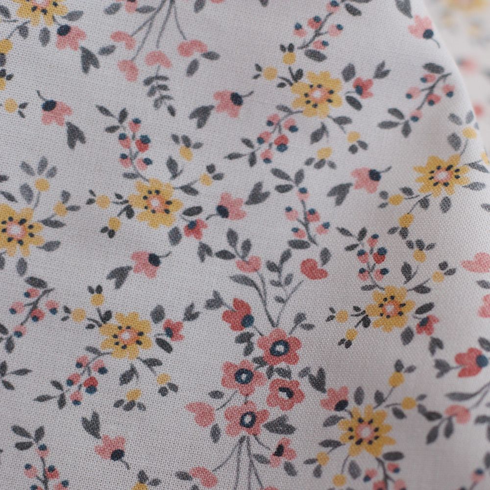 Zelie - Popeline de coton douce qualité SWEET fleuri fond parme