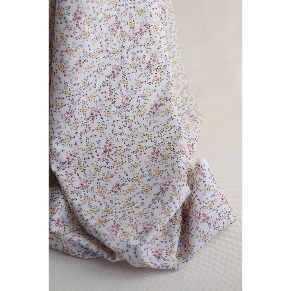 Zelie - Popeline de coton douce qualité SWEET fleuri fond parme