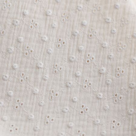 Adèle - Double gaze de coton brodée coloris écru