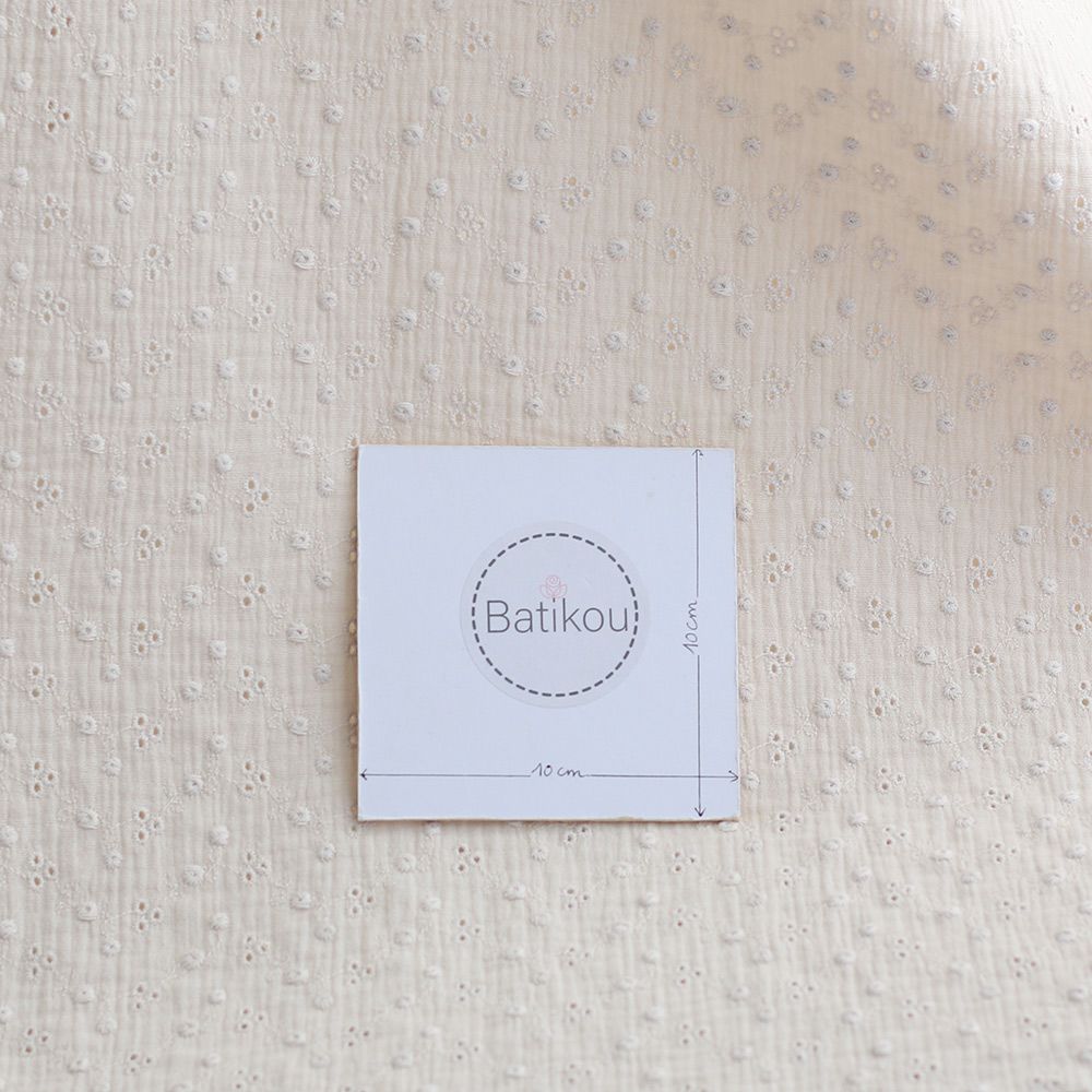 Adèle - Double gaze de coton brodée coloris écru