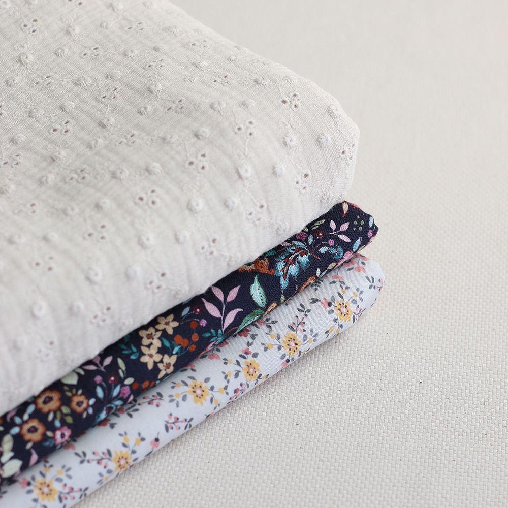 Adèle - Double gaze de coton brodée coloris écru