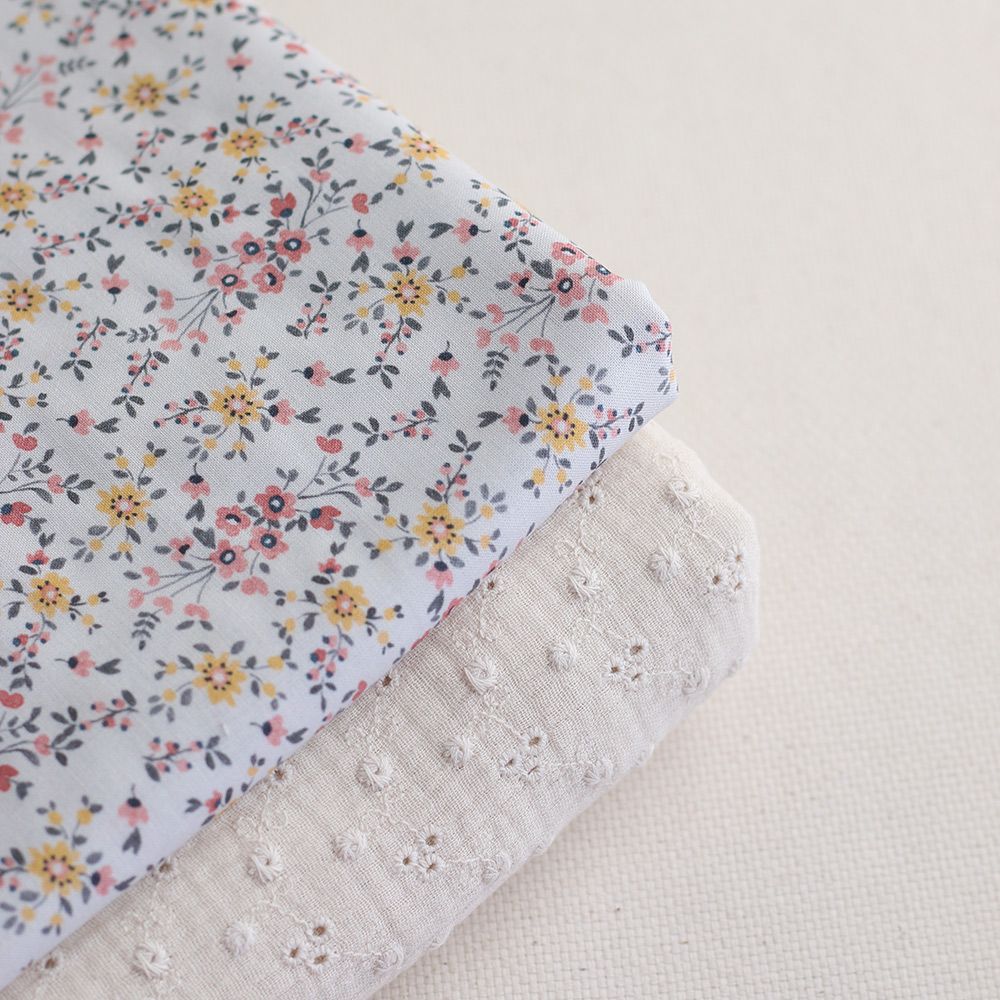 Adèle - Double gaze de coton brodée coloris écru