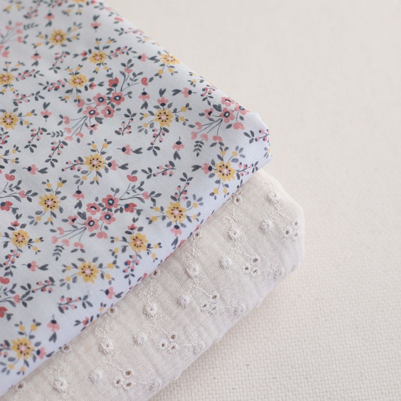 Adèle - Double gaze de coton brodée coloris écru