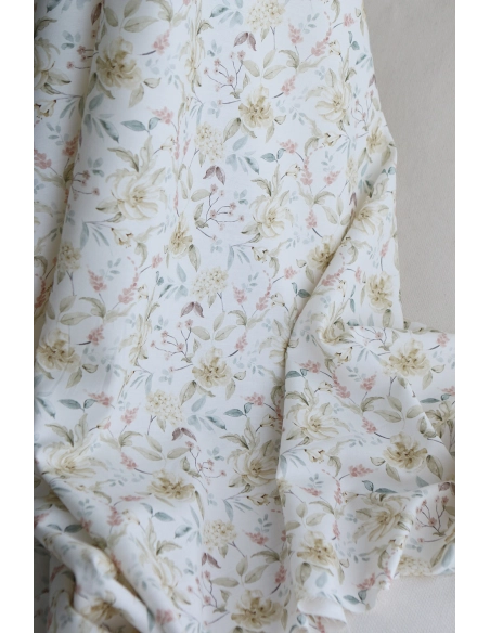 Lyana - Tissu sergé / twill de coton organique imprimé fleuri