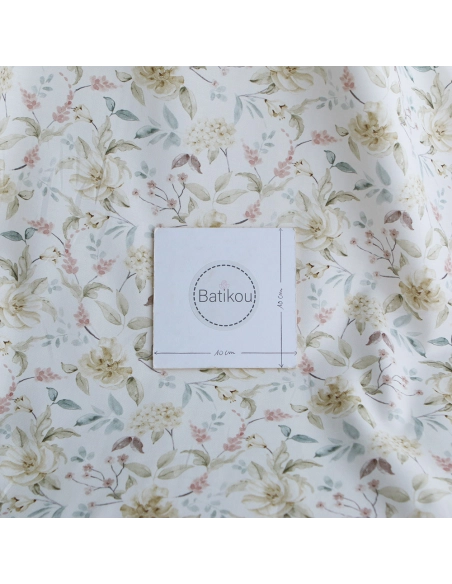 Lyana - Tissu sergé / twill de coton organique imprimé fleuri