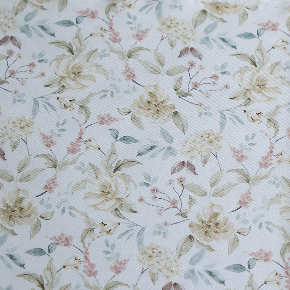 Lyana - Tissu sergé / twill de coton organique imprimé fleuri