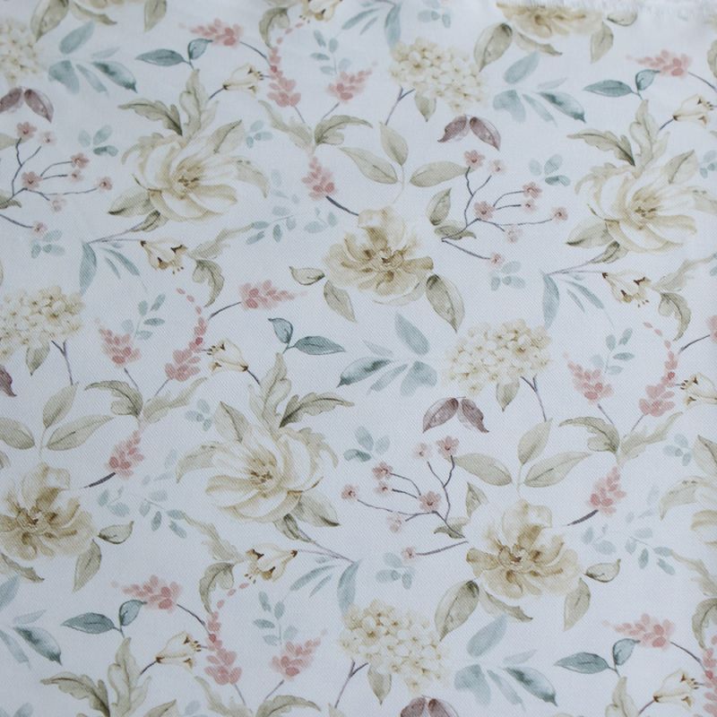 Lyana - Tissu sergé / twill de coton organique imprimé fleuri