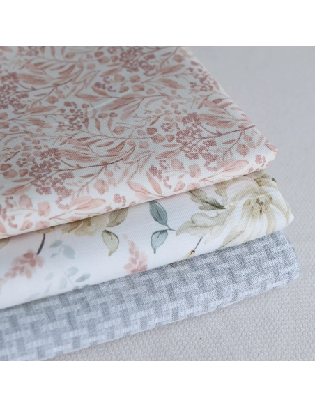 Lyana - Tissu sergé / twill de coton organique imprimé fleuri