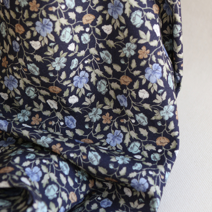 Amelia - Velours milleraies coton organique imprimé fleuri midnight