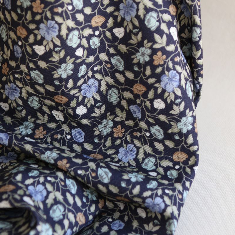 Amelia - Velours milleraies coton organique imprimé fleuri midnight