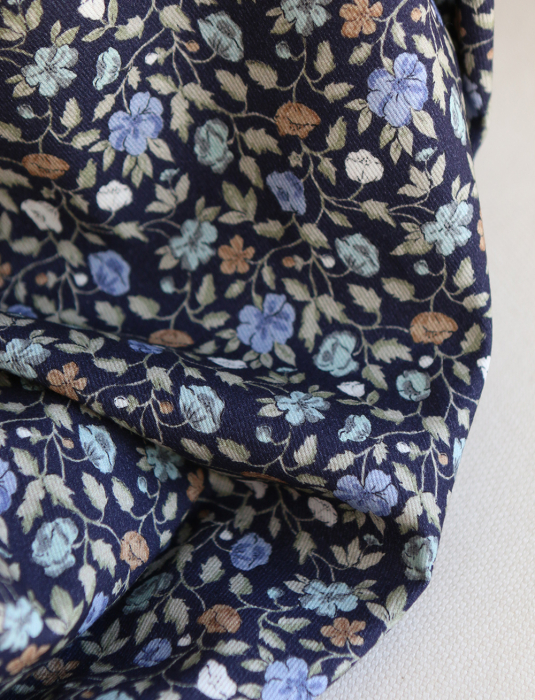 Amelia - Velours milleraies coton organique imprimé fleuri midnight