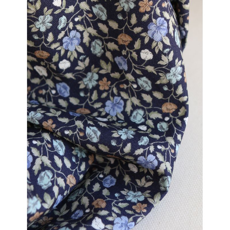 Amelia - Velours milleraies coton organique imprimé fleuri midnight