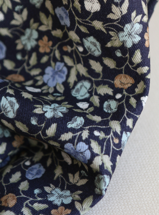 Amelia - Velours milleraies coton organique imprimé fleuri midnight