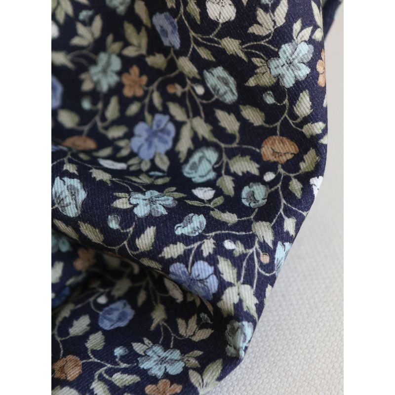 Amelia - Velours milleraies coton organique imprimé fleuri midnight