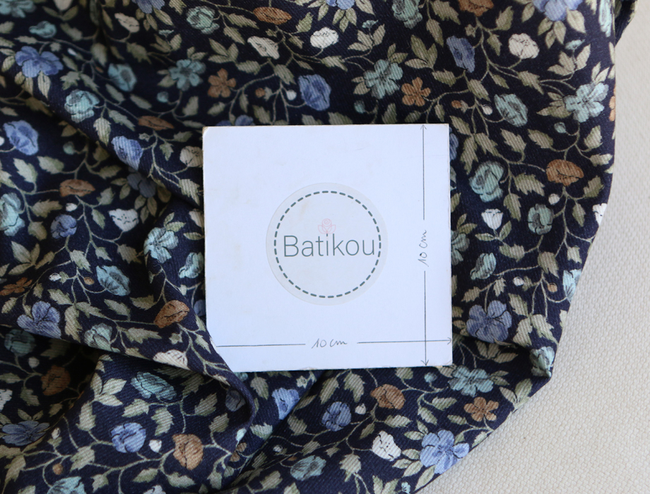 Amelia - Velours milleraies coton organique imprimé fleuri midnight