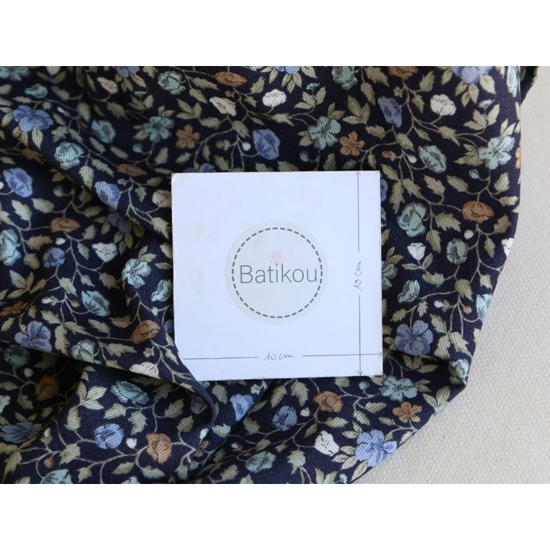 Amelia - Velours milleraies coton organique imprimé fleuri midnight